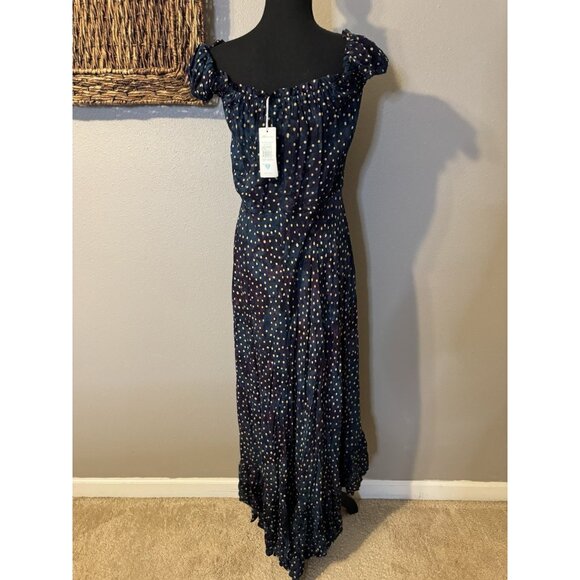 Tiare Hawaii Dress S M L O/S Green Blue Tan Smocked Ruffle Flowy Washable NEW - Picture 6 of 13